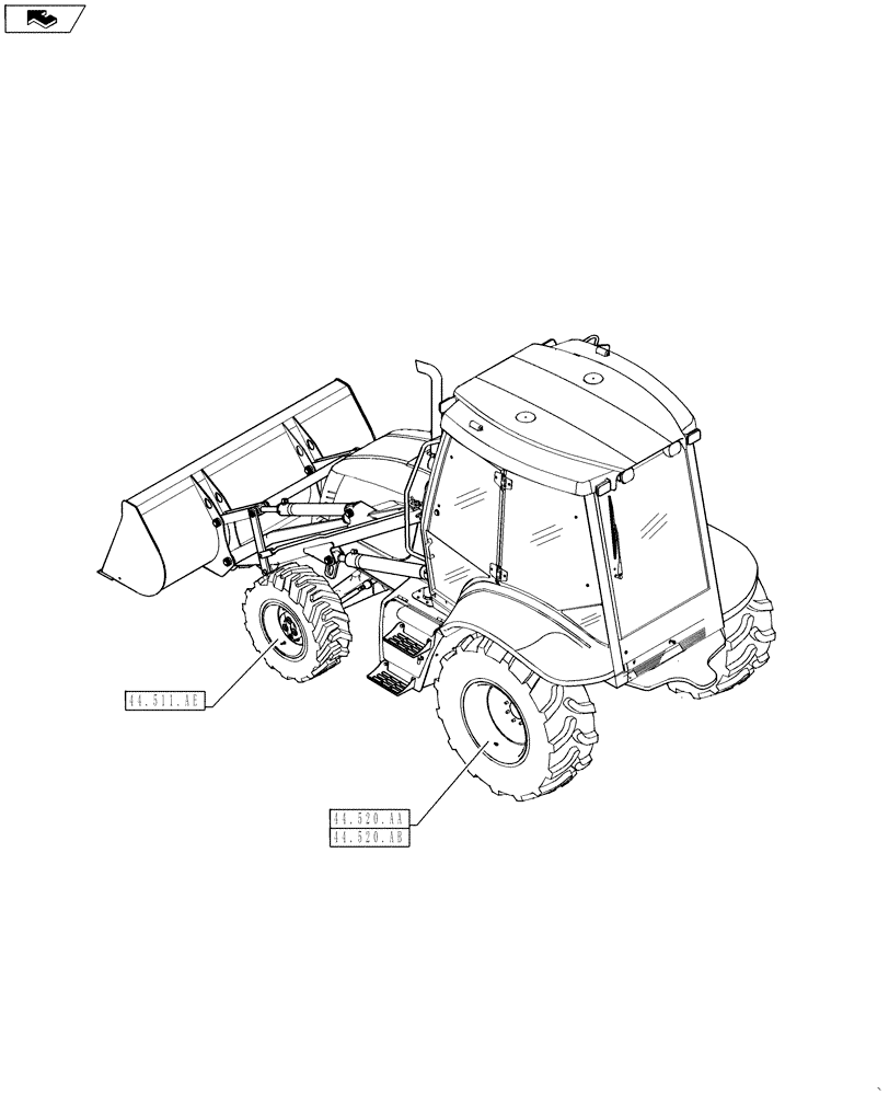 Схема запчастей Case 570NXT - (44.000.00) - PICTORIAL INDEX - WHEELS (44) - WHEELS