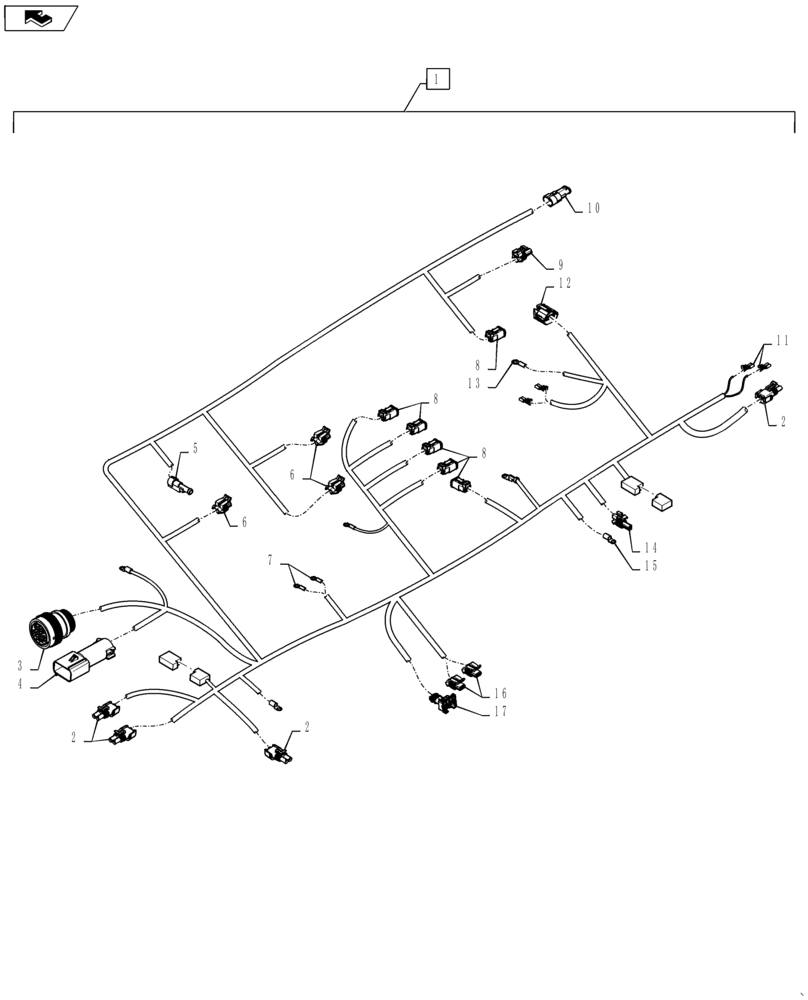 Схема запчастей Case 570NXT - (55.101.AC) - WIRE HARNESS & CONNECTOR FRAME (55) - ELECTRICAL SYSTEMS