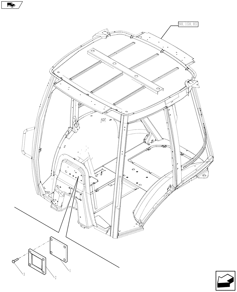 Схема запчастей Case 590SN - (90.160.06) - BULKHEAD (90) - PLATFORM, CAB, BODYWORK AND DECALS