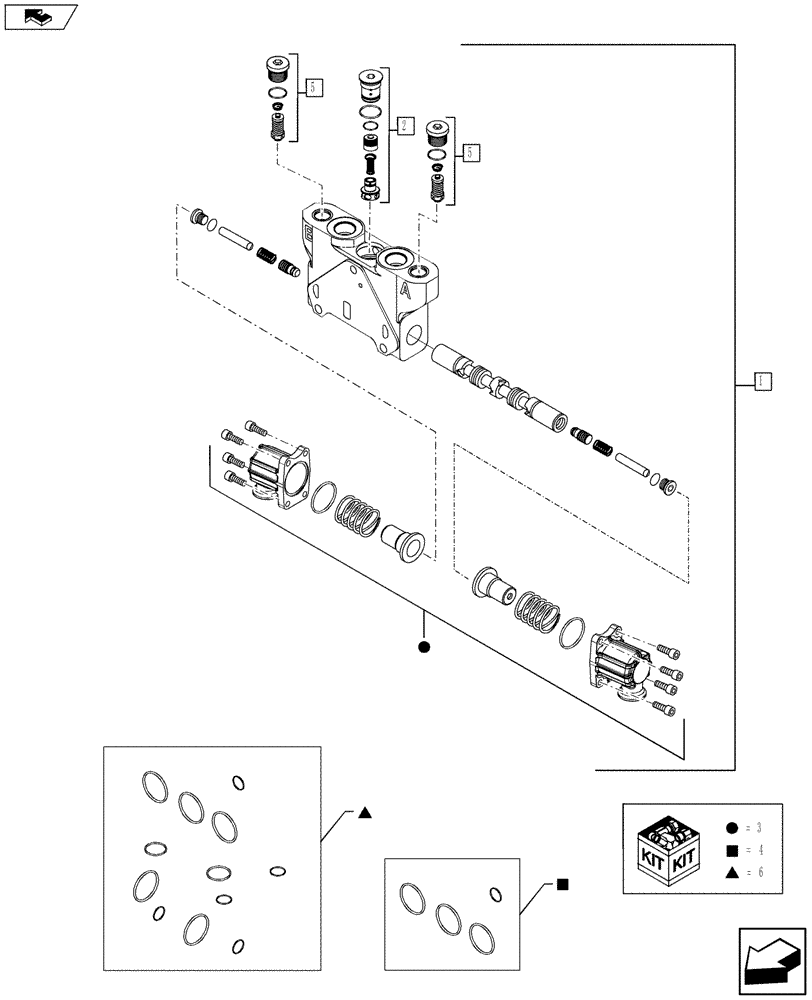 Схема запчастей Case 590SN - (35.726.56[06]) - VALVE - BACKHOE, DIPPER (WITH PILOT CONTROLS) (35) - HYDRAULIC SYSTEMS