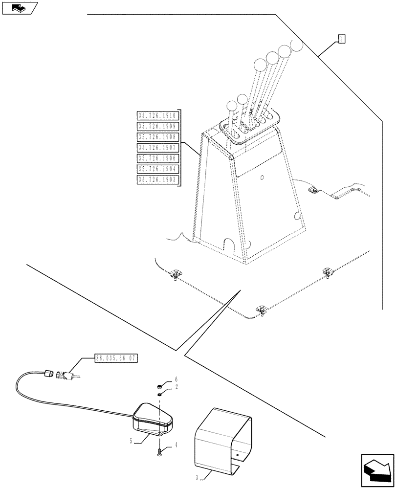 Схема запчастей Case 590SN - (88.035.66[08]) - DIA KIT, UNI DIR. MECHANICAL CONTROL, EXTENDABLE HOE (88) - ACCESSORIES