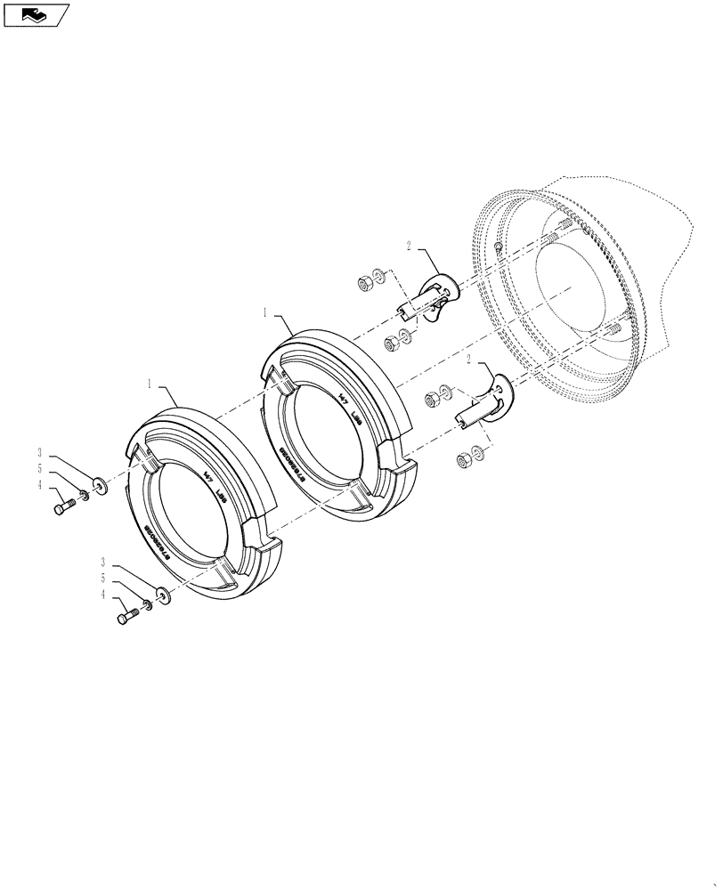 Схема запчастей Case 570NXT - (44.520.AA) - WHEEL WEIGHT (44) - WHEELS