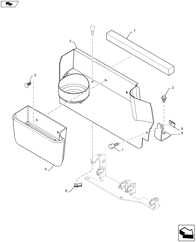 Схема запчастей Case SR175 - (90.160.AM) - FUSE COVER ASSY AND CUP HOLDER (90) - PLATFORM, CAB, BODYWORK AND DECALS