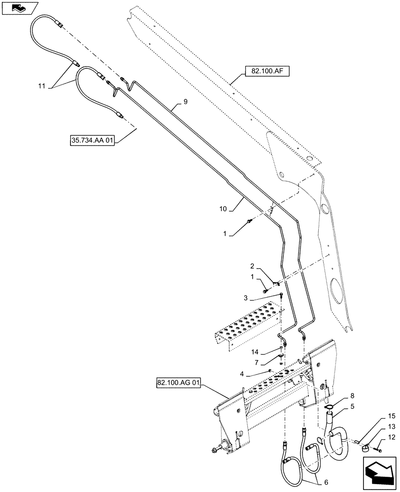 Схема запчастей Case SR220 - (35.734.AA[02]) - HYDRAULIC COUPLER BOOM ARM PLUMBING (35) - HYDRAULIC SYSTEMS