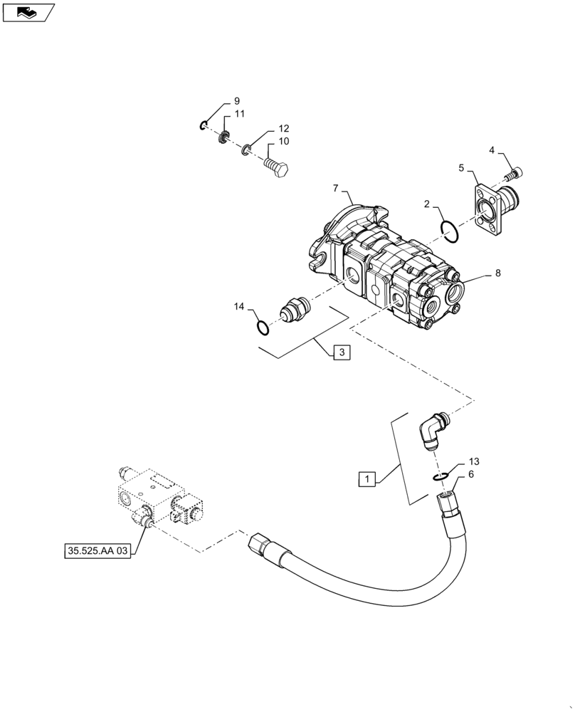 Схема запчастей Case SR220 - (35.220.AA[02]) - HIGH FLOW GEAR PUMP (35) - HYDRAULIC SYSTEMS