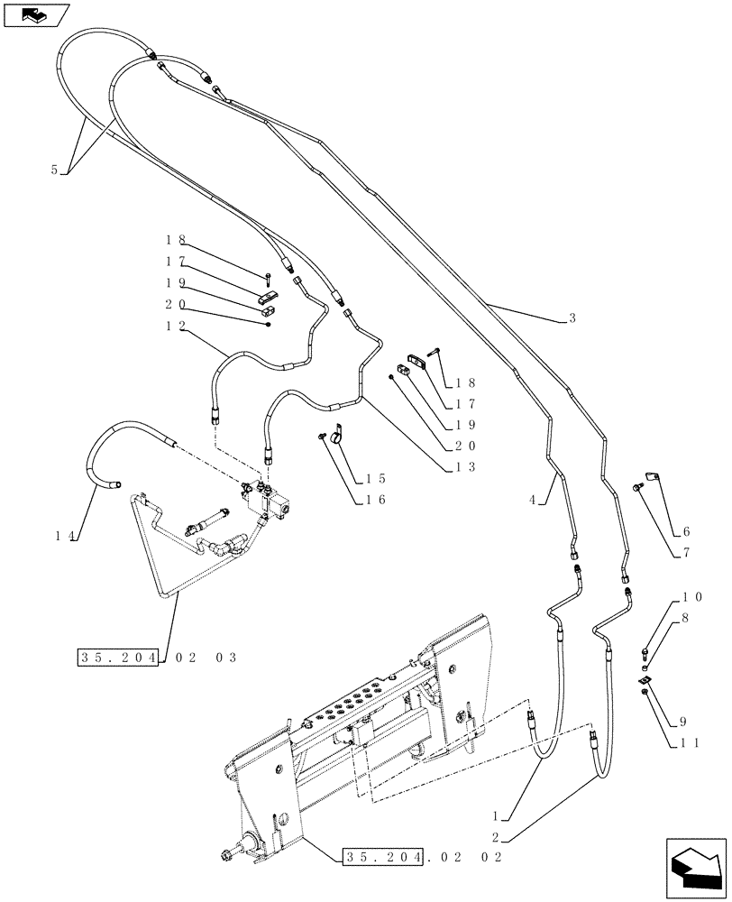 Схема запчастей Case SV300 - (35.734.AH[02]) - HYDRAULIC COUPLER, ARM PLUMBING (SV250,SV300,TV380) (35) - HYDRAULIC SYSTEMS