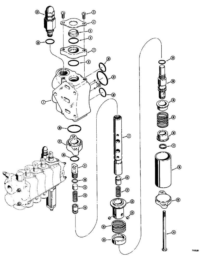 Схема запчастей Case 26 - (066) - 3 POINT HITCH D52970 CONTROL VALVE (4 SPOOL), LIFT SPOOL 