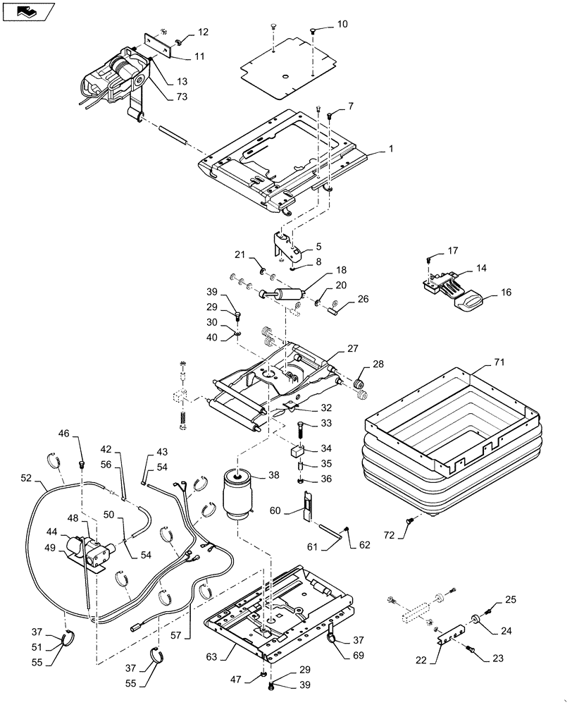 Схема запчастей Case 621C - (09-037) - SEAT ASSY, AIR SUSPENSION, SUSPENSION ASSY (09) - CHASSIS