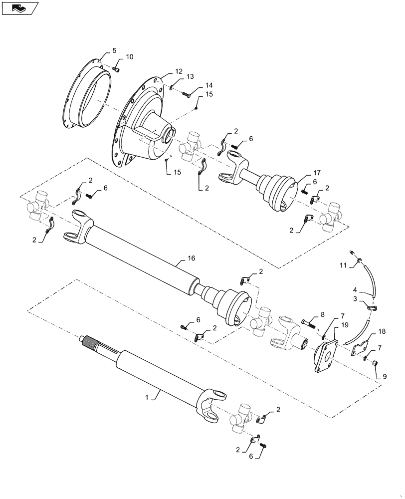 Схема запчастей Case 821F - (21.300.02[01]) - DRIVE SHAFT INSTALLATION 821F (21) - TRANSMISSION