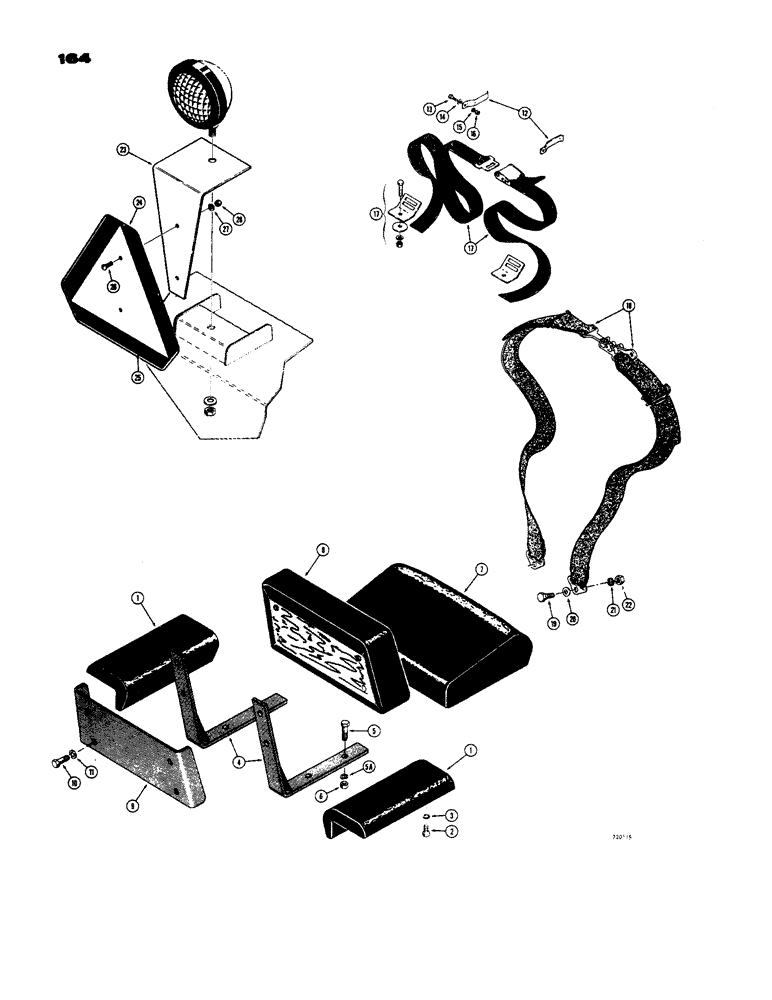 Схема запчастей Case 450 - (164) - SEAT FRAME AND CUSHIONS (05) - UPPERSTRUCTURE CHASSIS