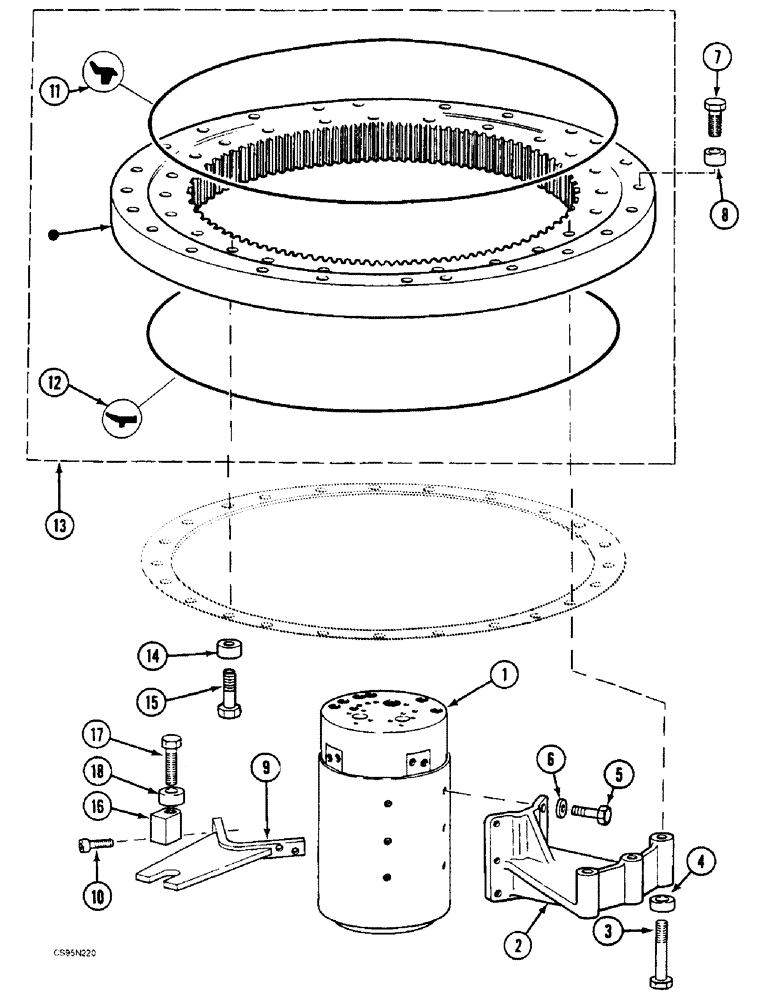 Схема запчастей Case 688BCK - (9A-02) - SWING COMPONENTS, 688B CK (120301-) (05.1) - UPPERSTRUCTURE CHASSIS/ATTACHMENTS