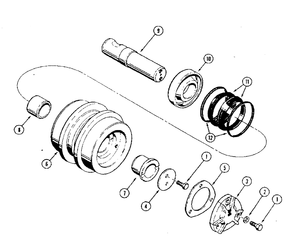 Схема запчастей Case 850 - (168[1]) - R33965 TRACK CARRIER ROLLER FOR IDENTIFICATION - SEE REF 3 OF ILLUSTRATION INTERAC ROLLER (04) - UNDERCARRIAGE