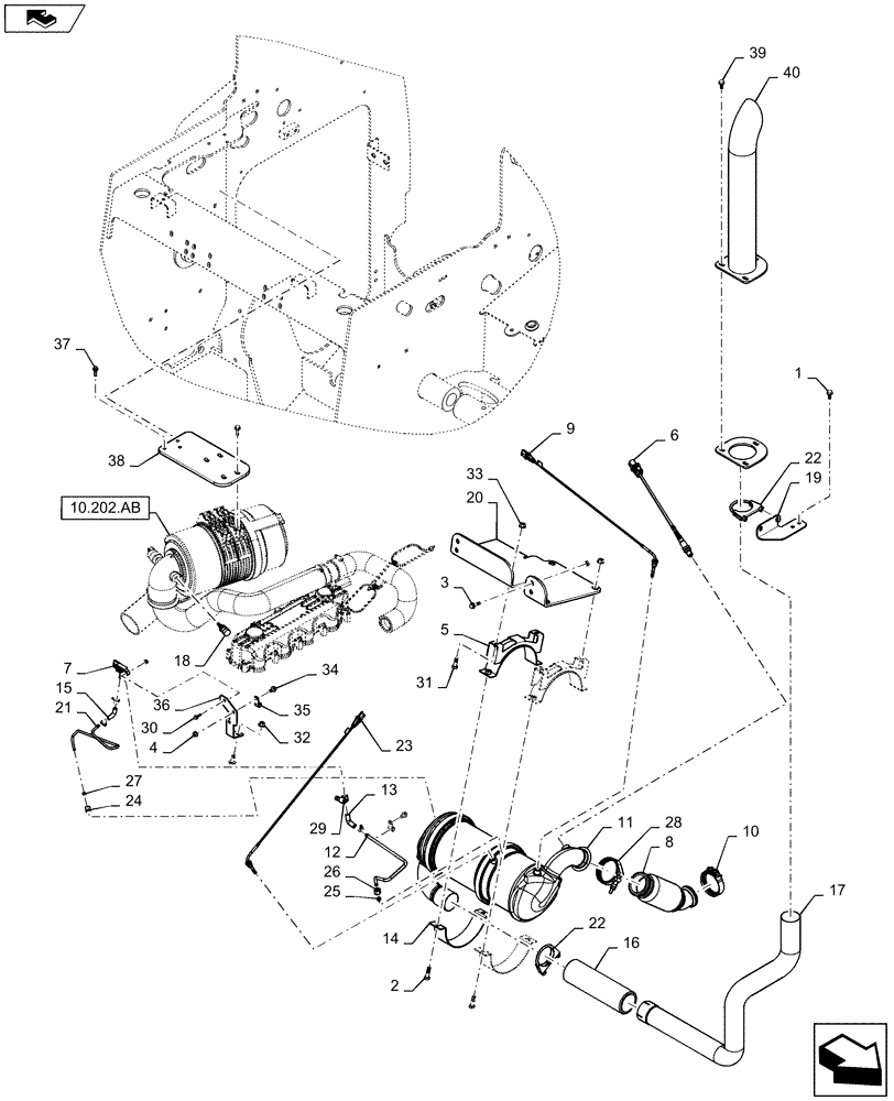 Схема запчастей Case TV380 - (10.500.AS) - EXHAUST (10) - ENGINE