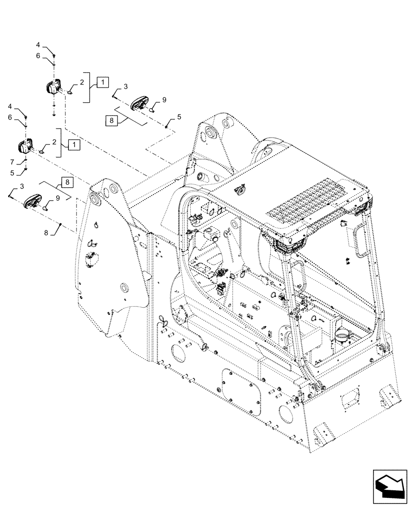 Схема запчастей Case SR175 - (55.404.BM) - REAR LIGHT (55) - ELECTRICAL SYSTEMS