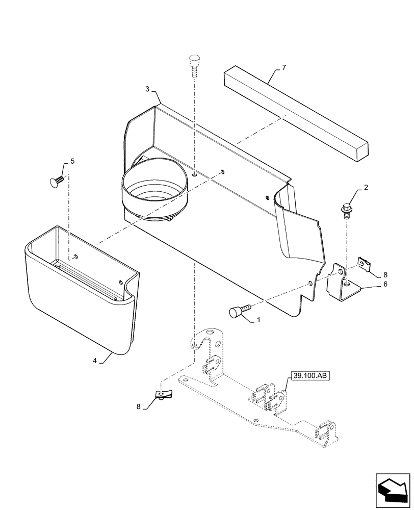 Схема запчастей Case TR310 - (55.100.DO[02]) - FUSE BOX COVER ASSY & CUP HOLDER (55) - ELECTRICAL SYSTEMS