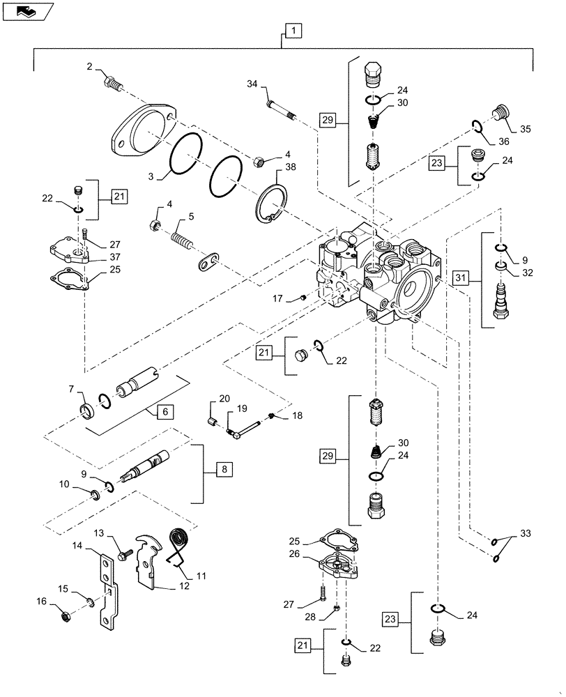 Схема запчастей Case SR210 - (29.218.AC[02]) - TANDEM HYDROSTATIC PUMP, 46CC, MECHANICAL CONTROL, REAR (29) - HYDROSTATIC DRIVE