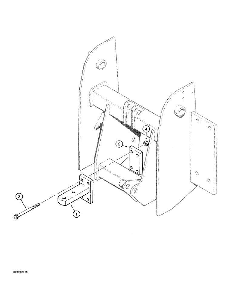 Схема запчастей Case 580SK - (9-078) - RIGID DRAWBAR, USED WITH THREE-POINT HITCH (09) - CHASSIS/ATTACHMENTS