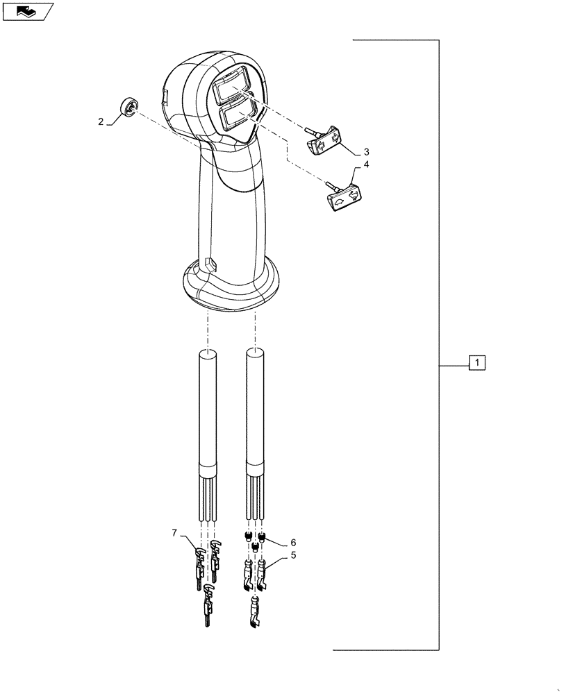 Схема запчастей Case TR270 - (55.512.CL[09]) - LEVEL 200 HANDLE GRIP, LH (55) - ELECTRICAL SYSTEMS