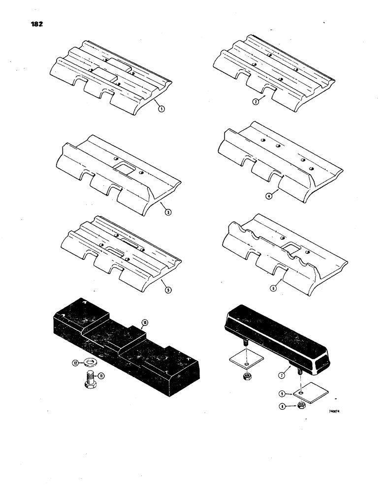 Схема запчастей Case 850 - (182) - TRACK SHOES, SEMI-GROUSER, MINING SPECIAL (04) - UNDERCARRIAGE