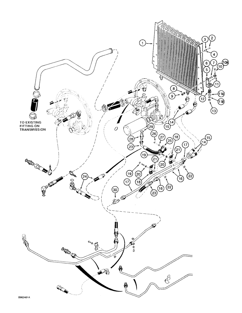 Схема запчастей Case 580SK - (6-04) - TORQUE CONVERTER AND TRANSAXLE, SHUTTLE COOLING SYSTEM (06) - POWER TRAIN