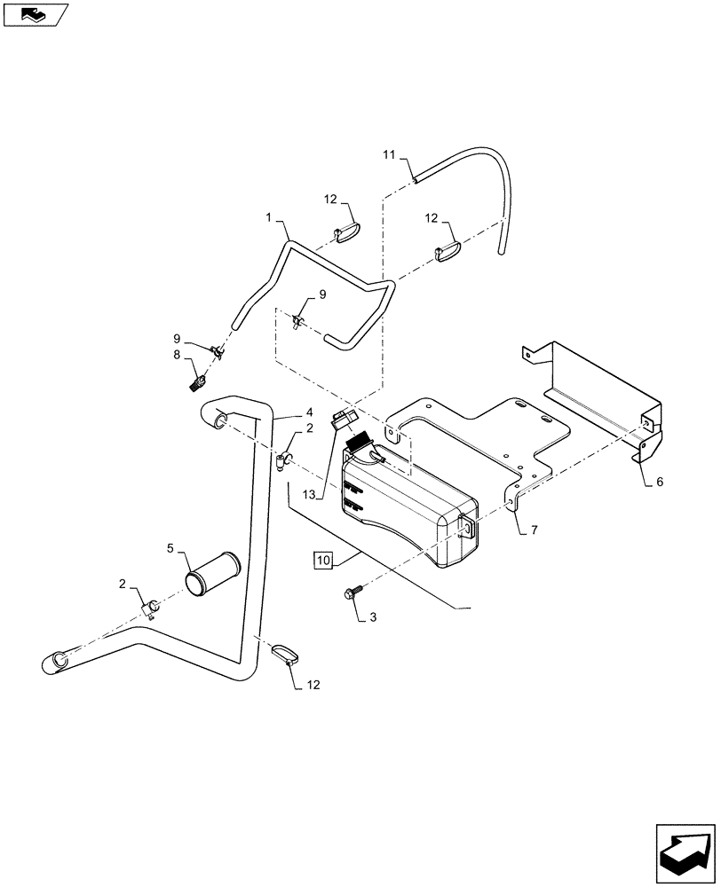 Схема запчастей Case SV250 - (10.400.BI) - DEAERATION SYSTEM AND LINES (10) - ENGINE