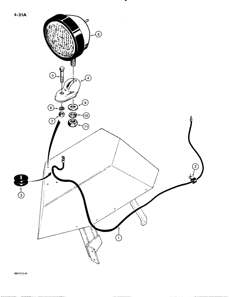 Схема запчастей Case 480E - (4-31A) - TRACTOR LAMP ELECTRICAL CIRCUIT, FENDER MOUNTED REAR LAMP (04) - ELECTRICAL SYSTEMS