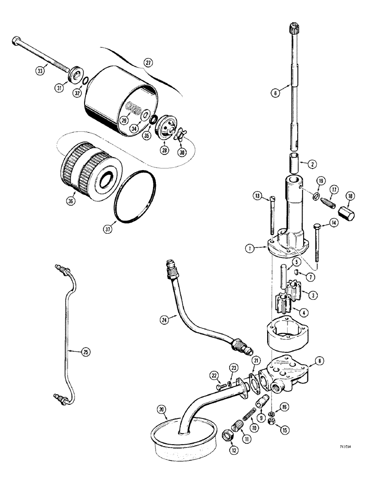 Схема запчастей Case 380CK - (024) - OIL PUMP AND OIL FILTER, OIL PUMP (02) - ENGINE