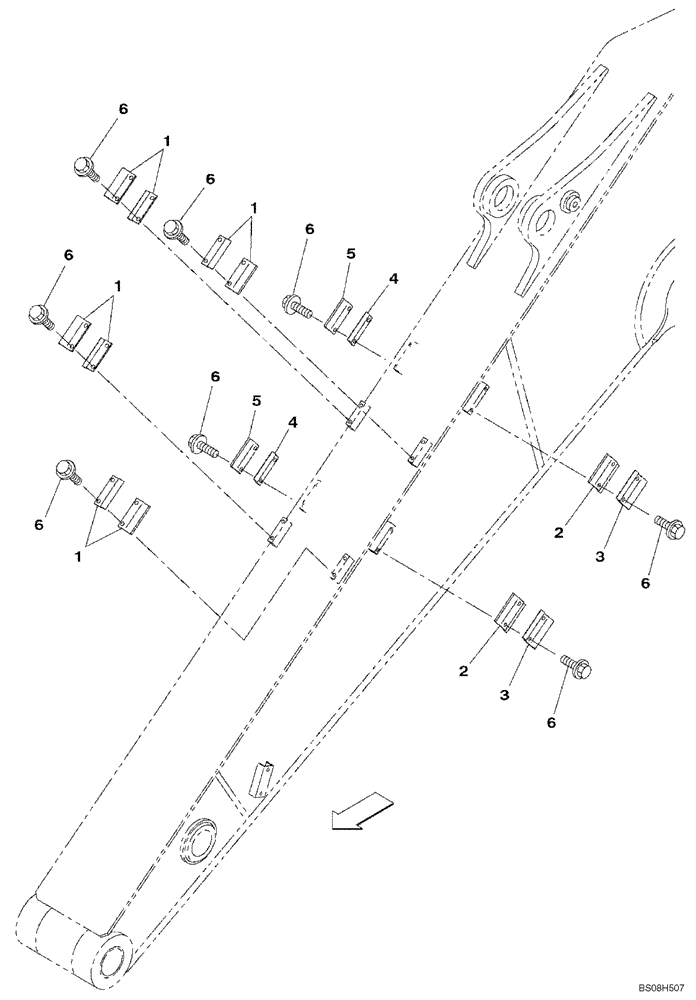 Схема запчастей Case CX470B - (09-49) - CLAMPS - ARM - STANDARD (09) - CHASSIS