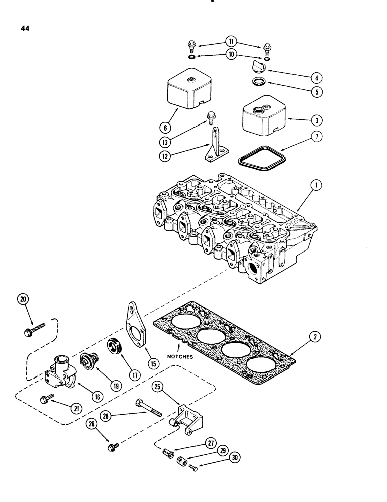 Схема запчастей Case 580SE - (044) - CYLINDER HEAD COVERS, 4T-390 AND 4-390 DIESEL ENGINE (02) - ENGINE