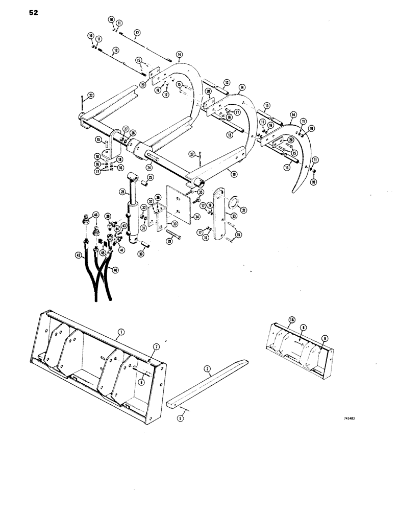 Схема запчастей Case 1816 - (52) - MANURE FORK (89) - TOOLS