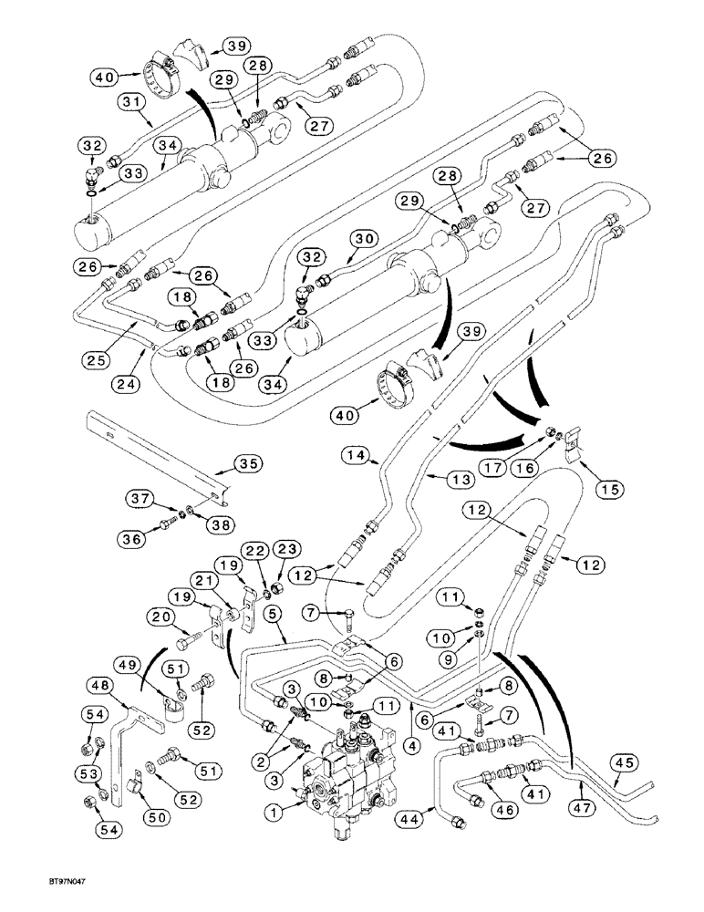 Схема запчастей Case 570LXT - (8-011) - LOADER BUCKET CYLINDER HYDRAULIC CIRCUIT (08) - HYDRAULICS