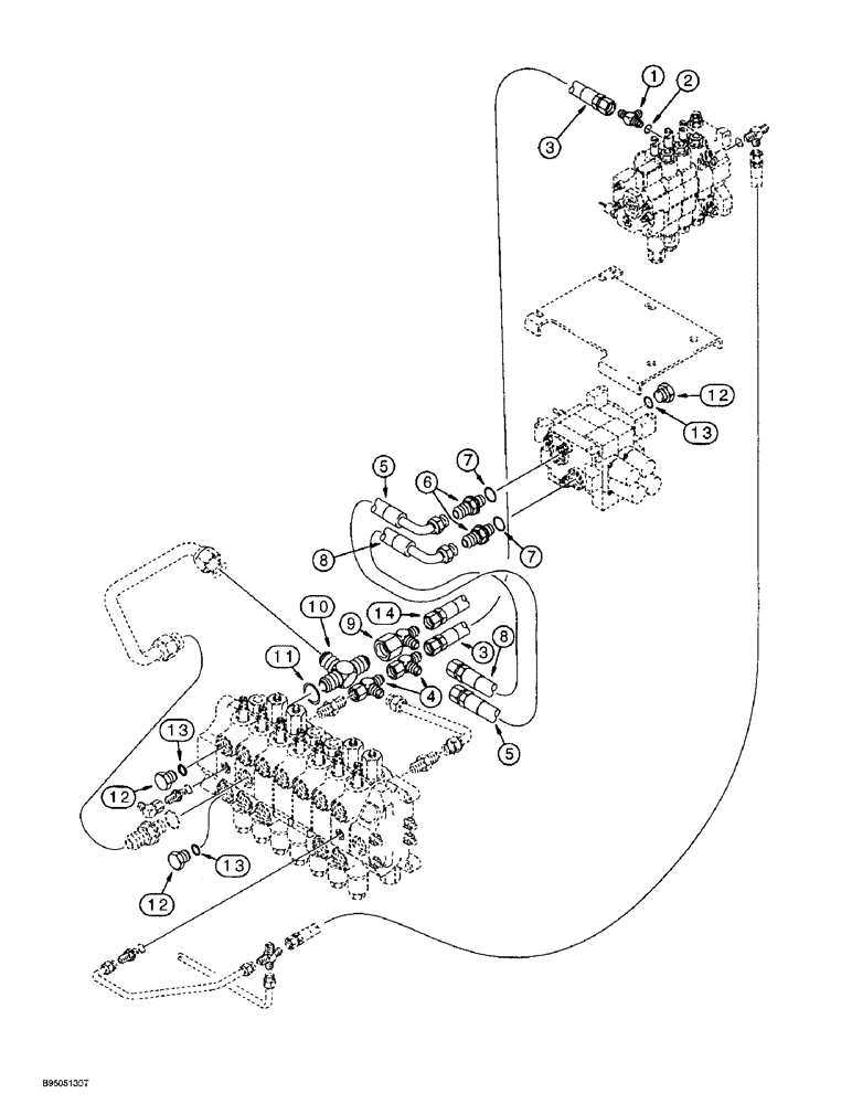 Схема запчастей Case 580SL - (8-048) - BASIC AUXILIARY HYDRAULICS, MODELS WITH OR W/O EXTENDABLE DIPPER, ALTERNATE EARLY CONFIGURATION (08) - HYDRAULICS