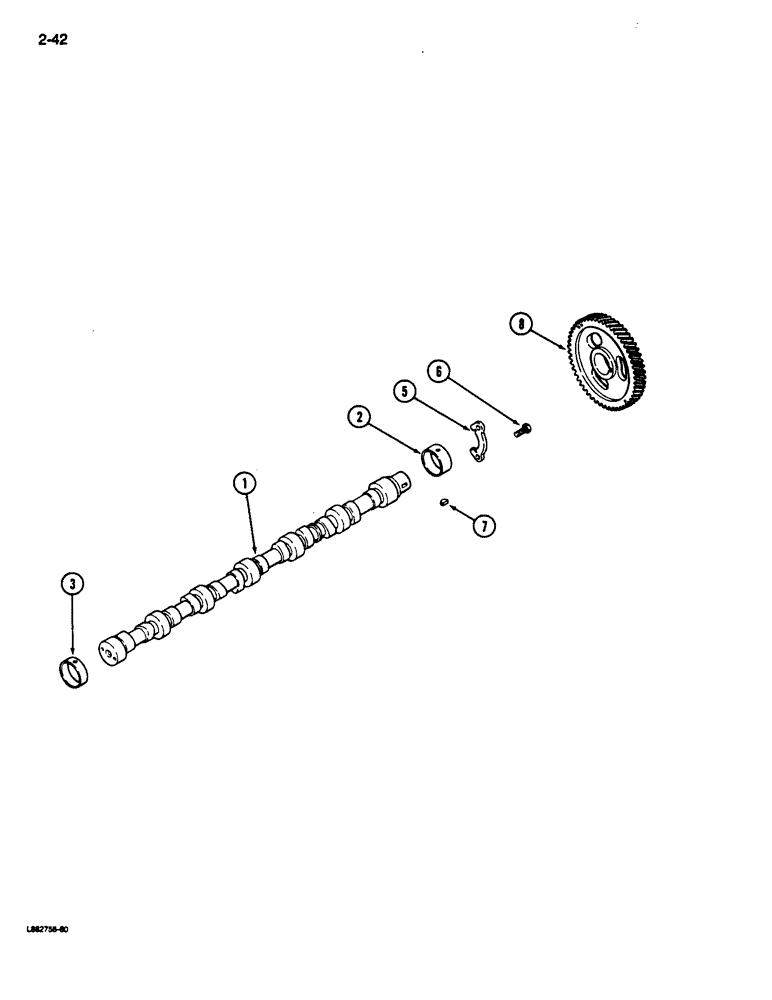 Схема запчастей Case 680L - (2-42) - CAMSHAFT, 6-590 ENGINE, 6T-590 ENGINE (02) - ENGINE