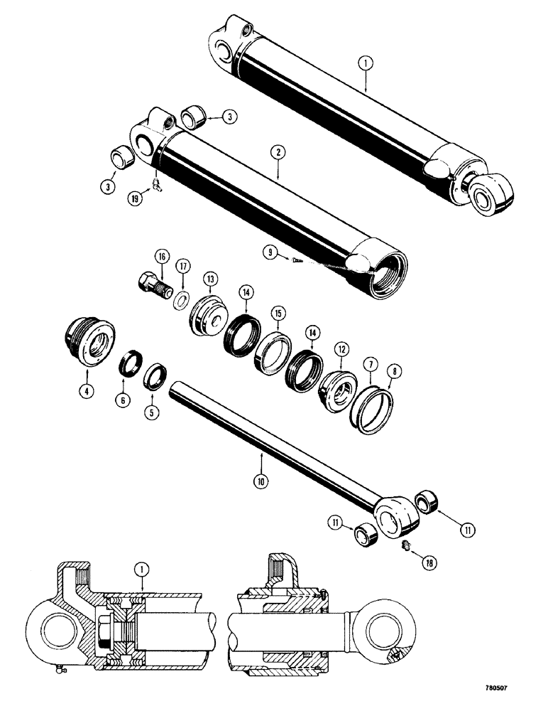 Схема запчастей Case 780 - (440) - G32762 BACKHOE BUCKET CYLINDER, GLAND HAS NO IDENTIFICATION MARKS USED B4 TRAC SN 5500550 (08) - HYDRAULICS