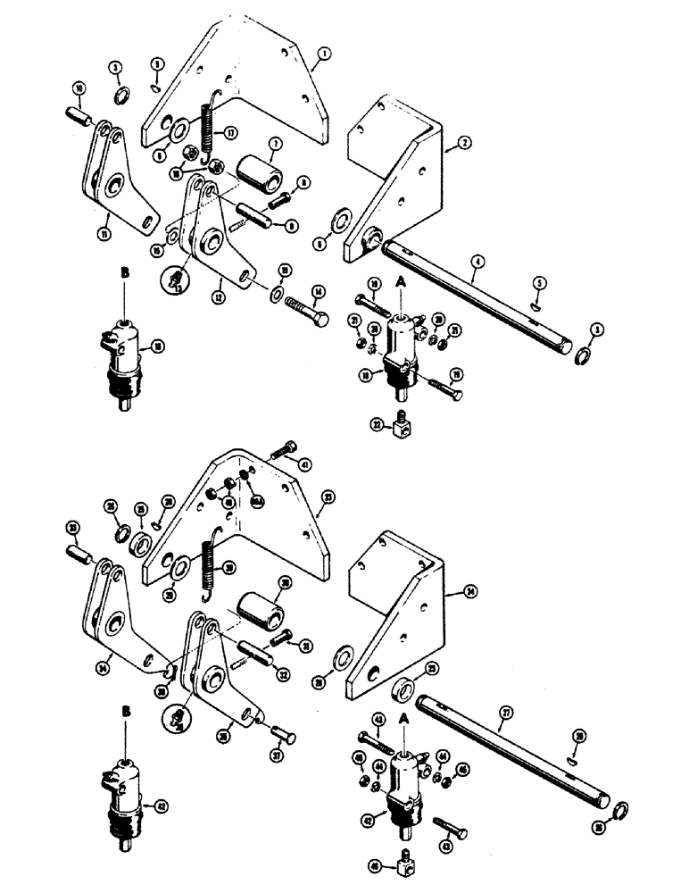 Схема запчастей Case 680CK - (081A) - WHEEL BRAKE CYLINDERS AND LINKAGE, USED BEFORE TRACTOR S/N 9103640 (33) - BRAKES & CONTROLS