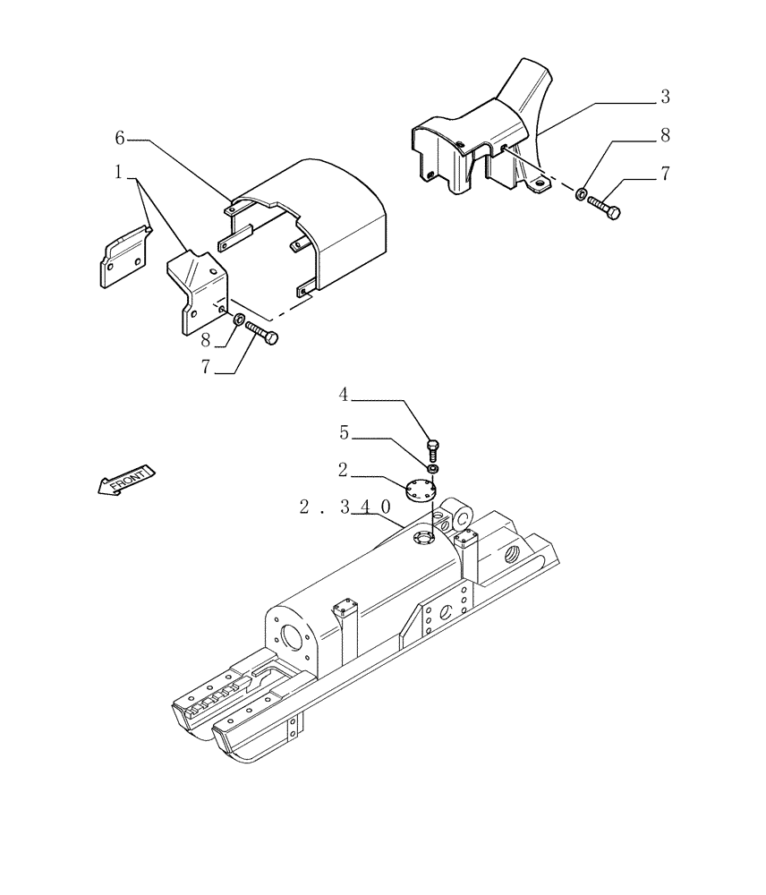 Схема запчастей Case 1850K - (2.348[01]) - TRACK GUARDS (07) - HYDRAULIC SYSTEM/FRAME