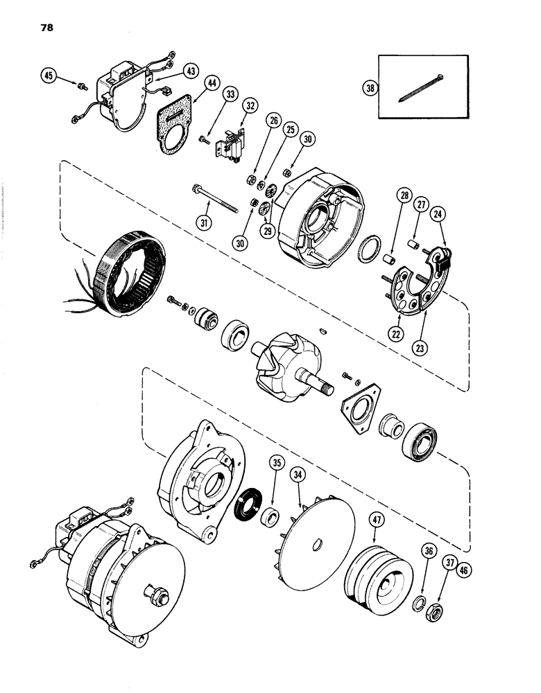 Схема запчастей Case 1280 - (078) - R36587 ALTERNATOR, 504BDT DIESEL ENGINE (06) - ELECTRICAL SYSTEMS