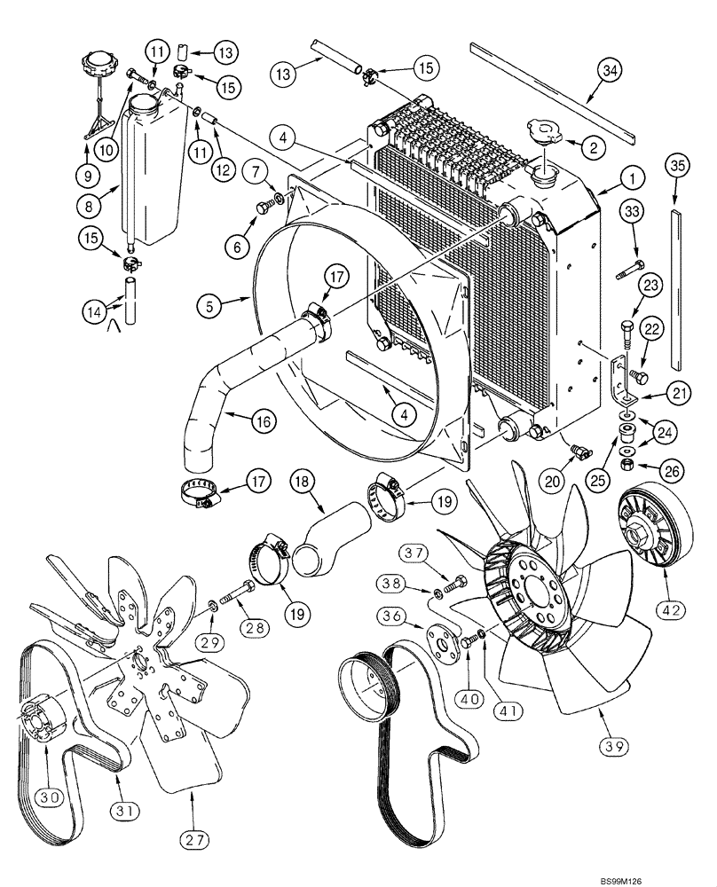 Схема запчастей Case 580M - (02-02) - RADIATOR - MOUNTING (WITH / WITHOUT AIR CONDITIONING) (02) - ENGINE