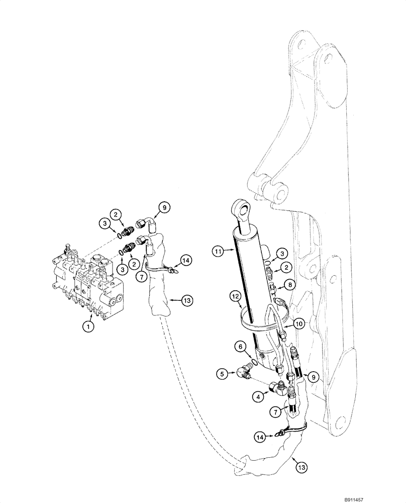 Схема запчастей Case 1840 - (08-50) - HYDRAULIC SYSTEM - BACKHOE BOOM CYLINDER (D125) (08) - HYDRAULICS