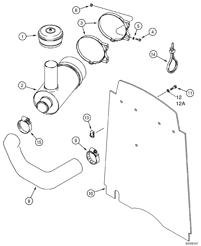 Схема запчастей Case 580SM - (02-03) - AIR CLEANER - AIR INTAKE PARTS (02) - ENGINE