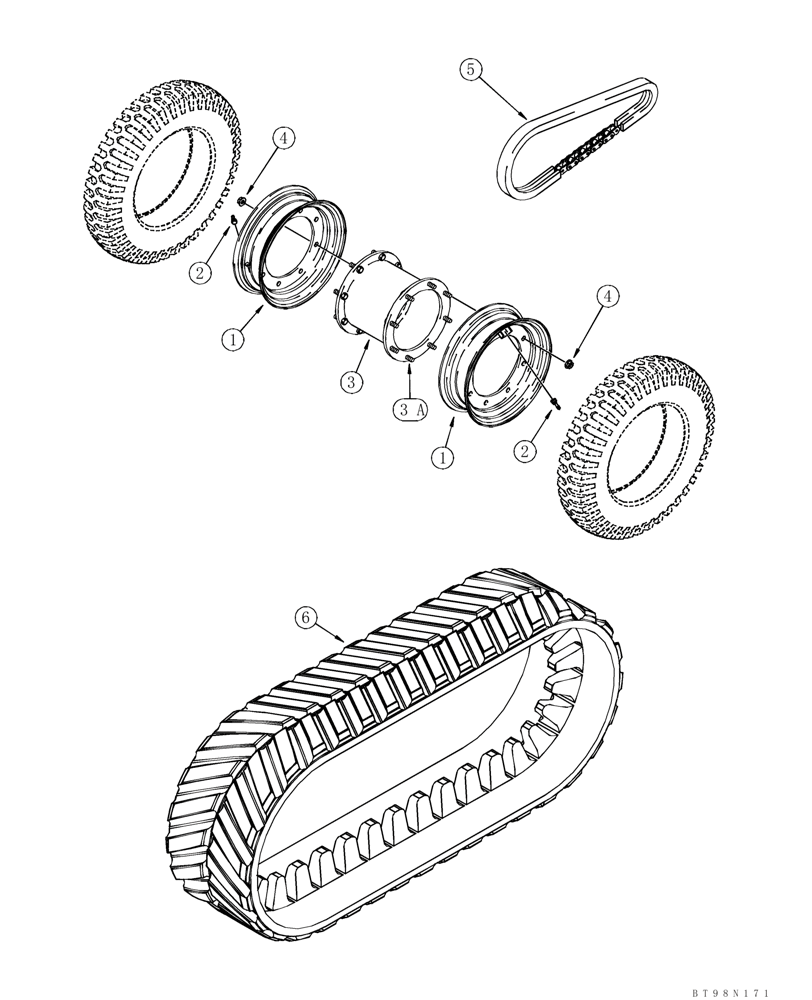 Схема запчастей Case 95XT - (06-16A) - WHEELS - TRACK, RUBBER (06) - POWER TRAIN