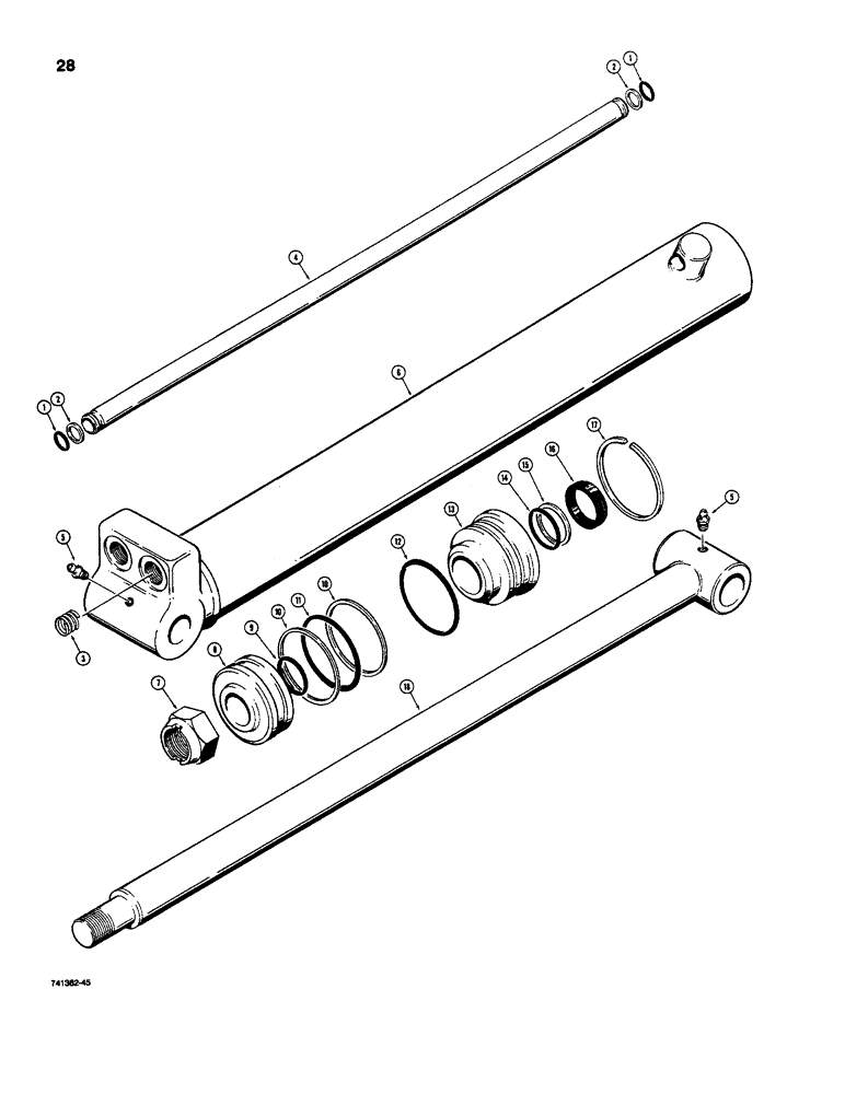 Схема запчастей Case D130 - (9-28) - H601880 BOOM AND DIPPER ARM CYLINDER, LANTEX NO. 2782-TM (GLAND RETAINED BY RING) 