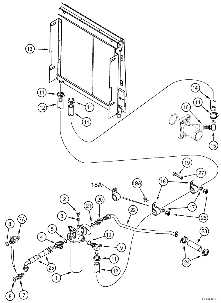 Схема запчастей Case 590SM - (08-03) - HYDRAULICS - COOLER, RETURN LINES AND FILTER (08) - HYDRAULICS