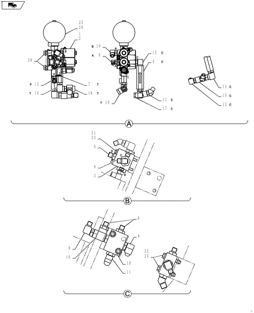 Схема запчастей Case CX55BMSR - (01-033[02]) - CONTROL LINES, VALVE (CANOPY) (35) - HYDRAULIC SYSTEMS