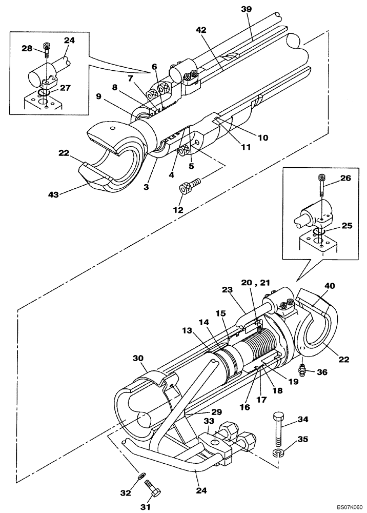 Схема запчастей Case CX130B - (08-83) - CYLINDER ASSY - BOOM RH (08) - HYDRAULICS