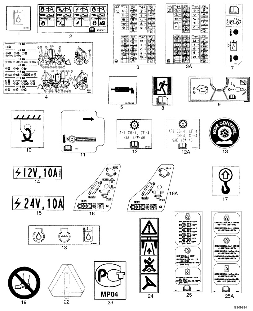 Схема запчастей Case 821E - (09-91) - DECALS - COMMON TO MODEL (09) - CHASSIS