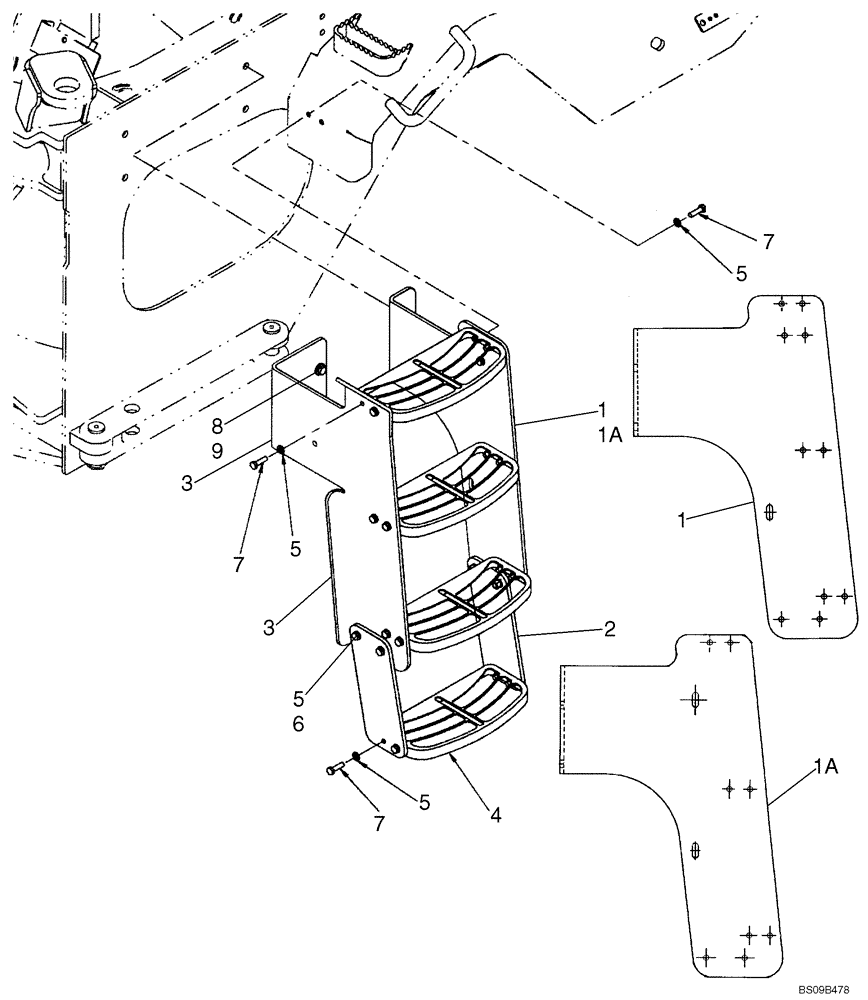 Схема запчастей Case 521E - (09-43) - STEPS - LEFT - 4 STEP (09) - CHASSIS