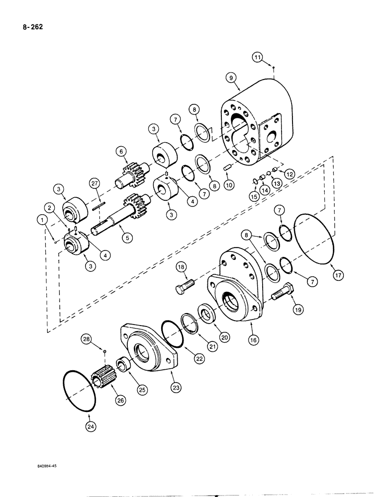 Схема запчастей Case 1187B - (8-262) - MOTOR PUMP ASSEMBLY, USED WITH ROTARY CUTTER (08) - HYDRAULICS