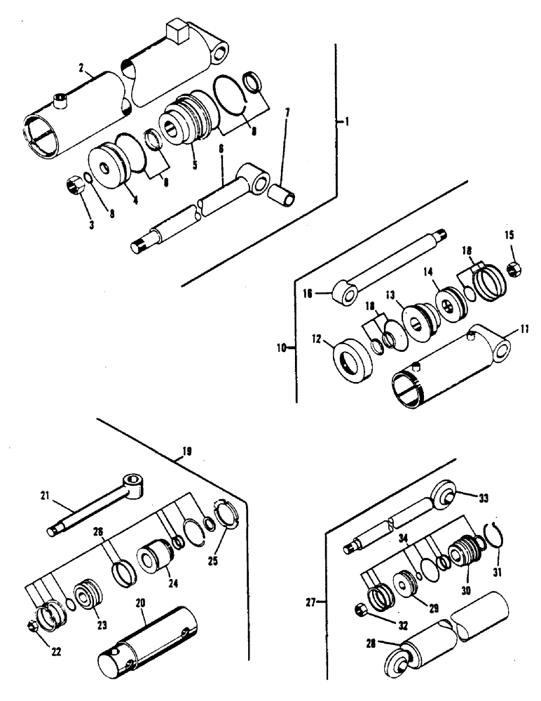 Схема запчастей Case 1000 - (66) - HYDRAULIC CYLINDER ASSEMBLIES 