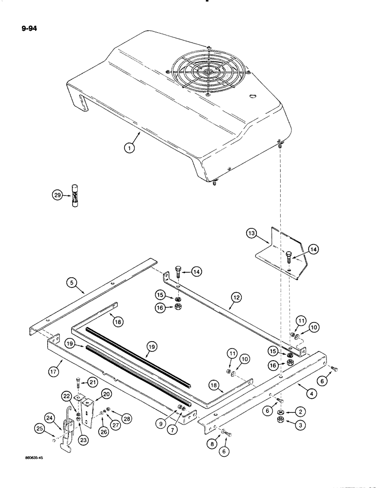 Схема запчастей Case W18B - (9-094) - AIR CONDITIONING CONDENSER AND MOUNTING, FOR HOOD MOUNTED CONDENSER (09) - CHASSIS/ATTACHMENTS